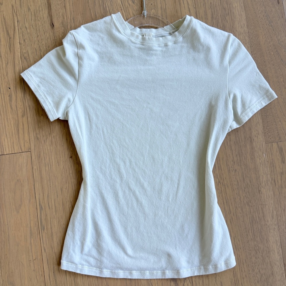 SKIMS Cotton Jersey T-Shirt Womens Small Marble White Short Sleeve Crew Neck Tee